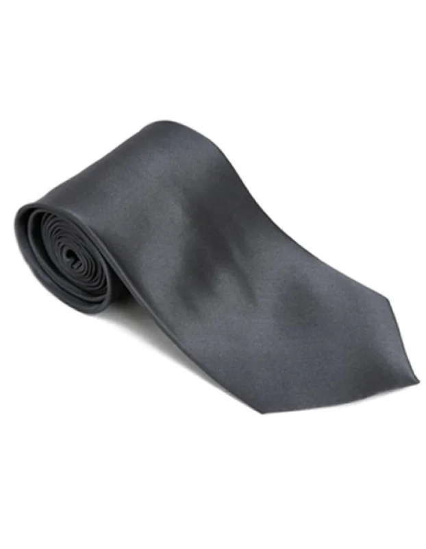 Men's tie for evening office meetings with sharp edges-Solid Charcoal Neck Tie