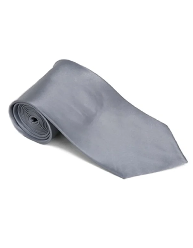 Elegant silk tie for weddings and formal events-Solid Grey Neck Tie