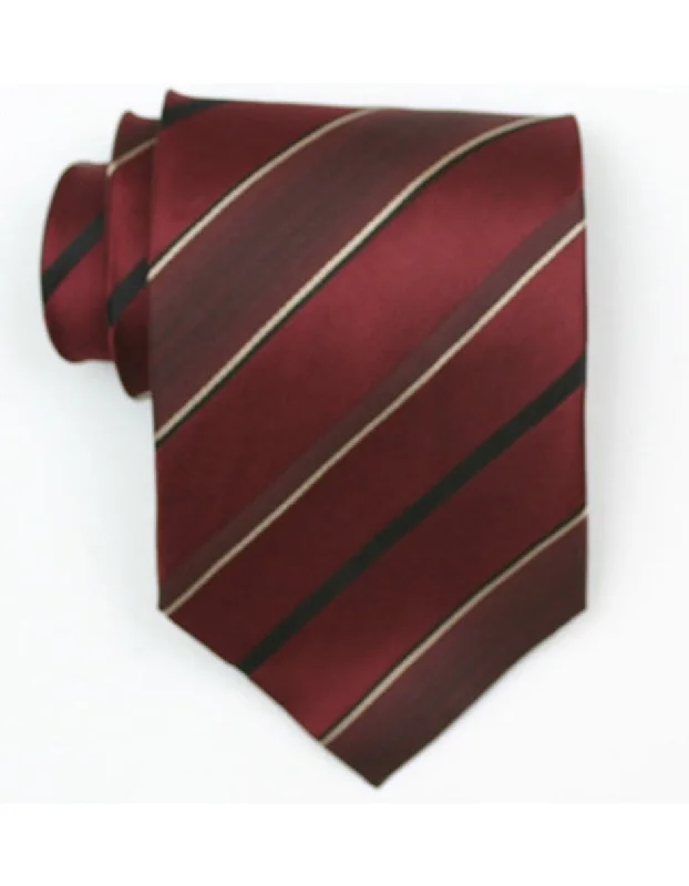 Stylish men's tie for evening parties-Burgundy Stripe Neck Tie