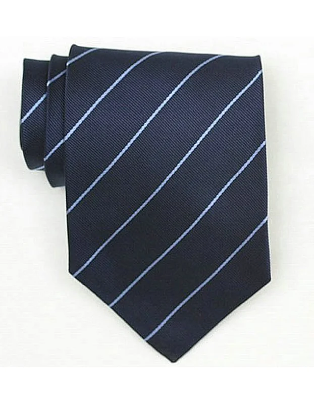 Men's tie with luxurious satin fabric for weddings-Navy Stripe Neck Tie