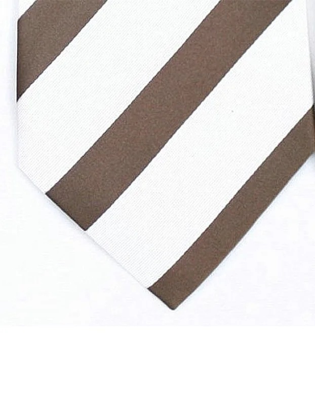 Designer silk tie for elegant office events-White & Brown Neck Tie