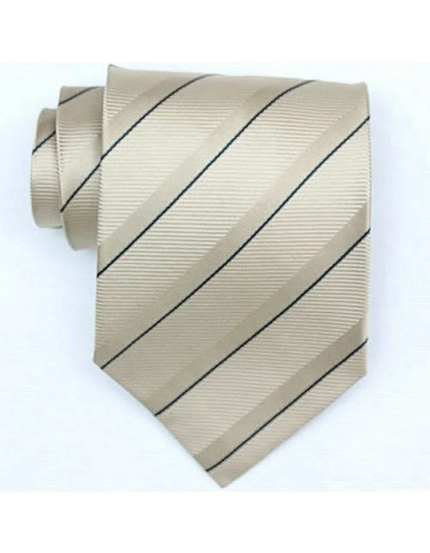 Men's tie for upscale evening events with rich colors-Beige Diagonal Stripe Neck Tie