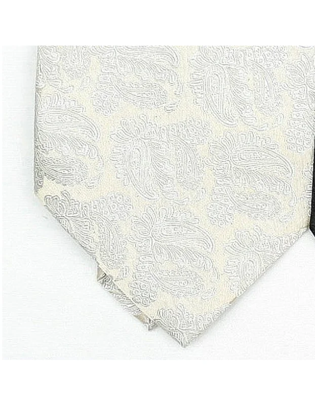 Best tie for men with modern, minimalistic style-Ivory Paisley Neck Tie