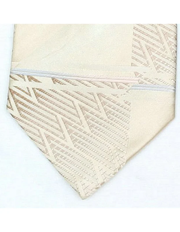 Men's tie with luxurious satin fabric for weddings-Ivory Zig Zag Neck Tie