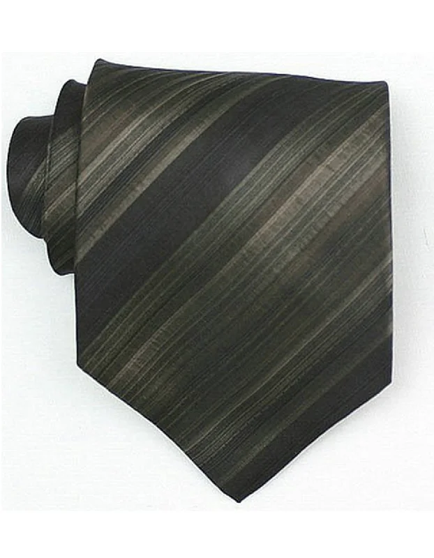 Men's tie with modern art-inspired design for work-Olive Stripe Neck Tie