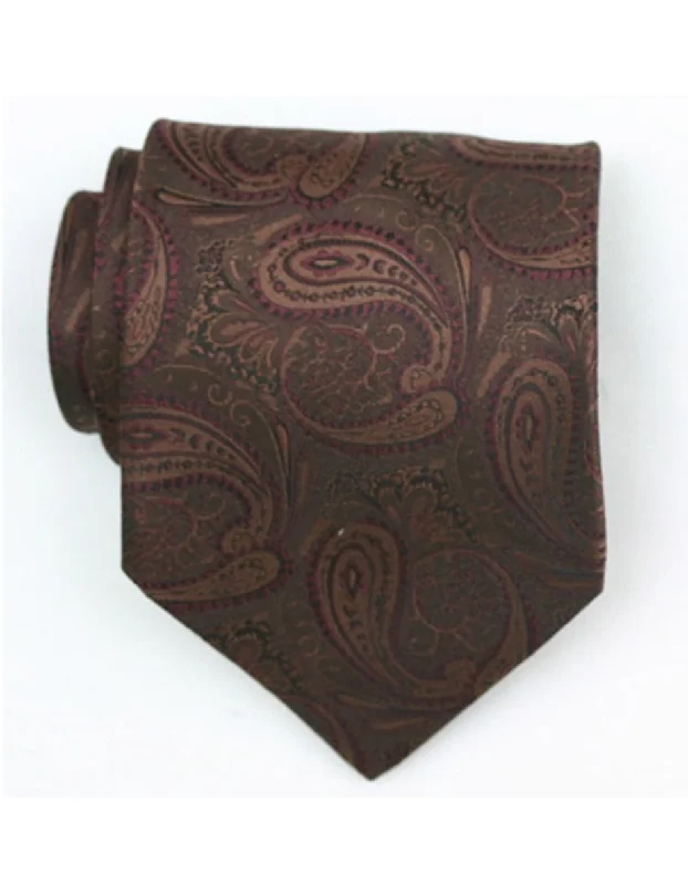 Designer tie for men with modern geometric designs-Brown Paisley Neck Tie