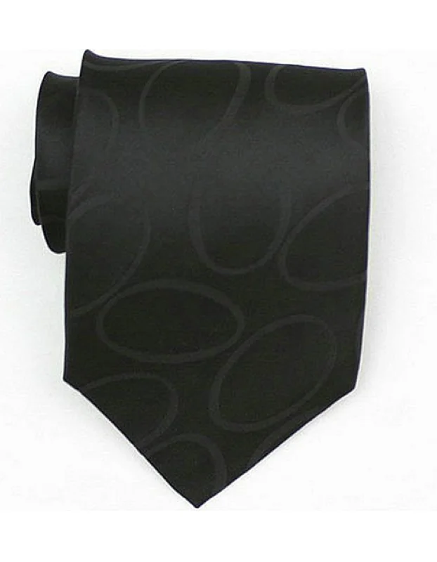 Men's tie for sophisticated occasions with floral accents-Black Oval Neck Tie