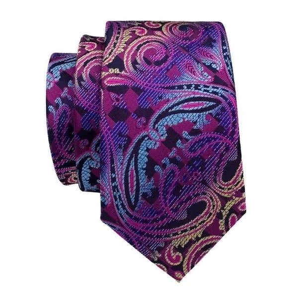 Men's tie with smooth fabric for corporate meetings-Classy Men Violet Silk Paisley Tie