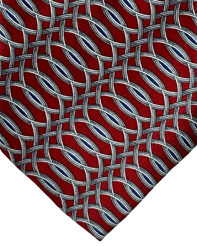 Classic men's tie with light fabric for summer events-Zilli Silk Tie Maroon Silver Swirl - Wide Necktie