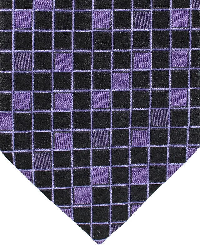 Men's tie for business attire with bold hues-Zilli Silk Tie Purple Geometric - Wide Necktie FINAL SALE