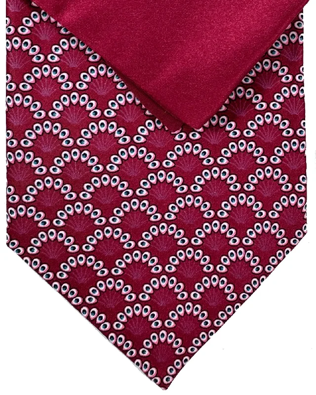 Stylish men's tie with classic pinstripes-Zilli Tie & Matching Pocket Square Set Magenta Maroon