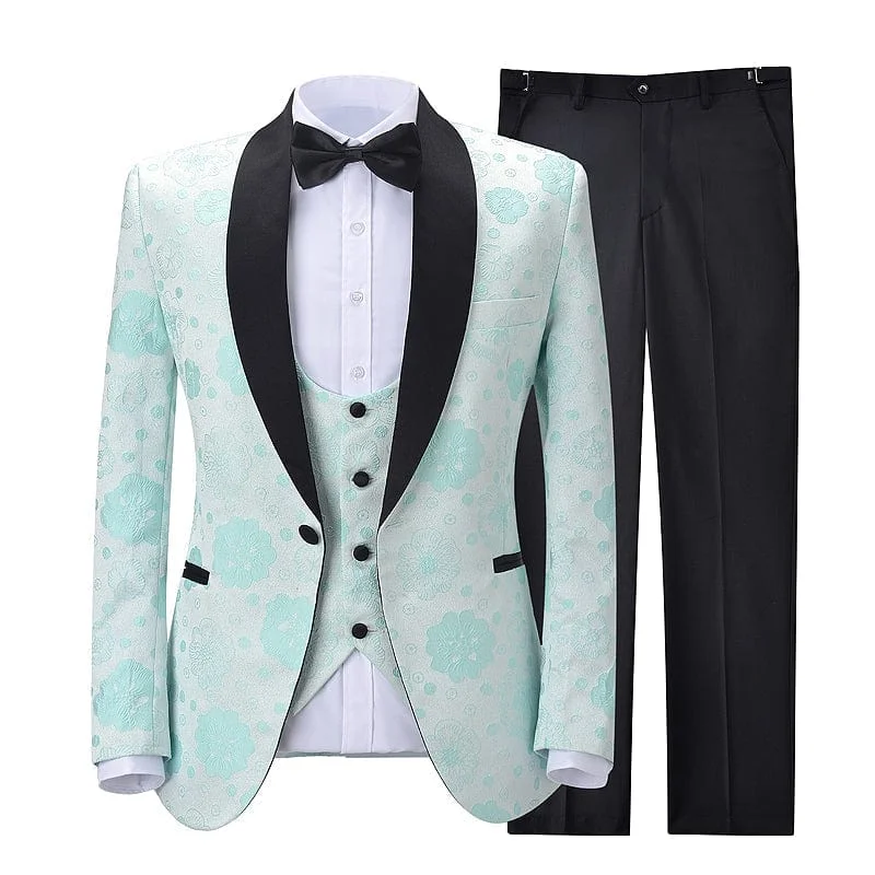 men's business tuxedo for corporate events -3 Pieces Mens Suit Slim Fit Peak Lapel Tuxedos For Wedding (Blazer+vest+Pants)