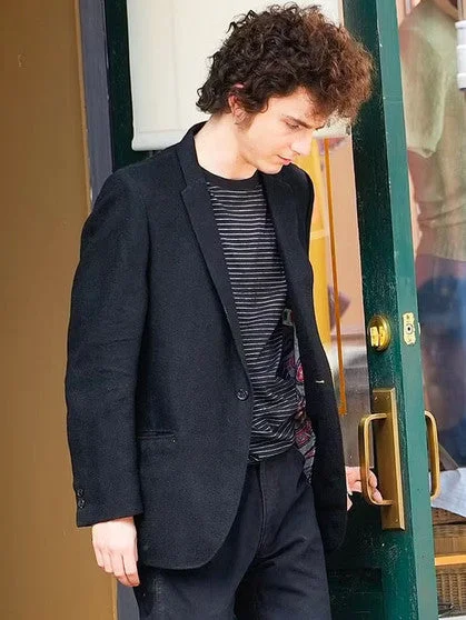 men's luxury black tuxedo for business events -Bob Dylan A Complete Unknown Black Blazer