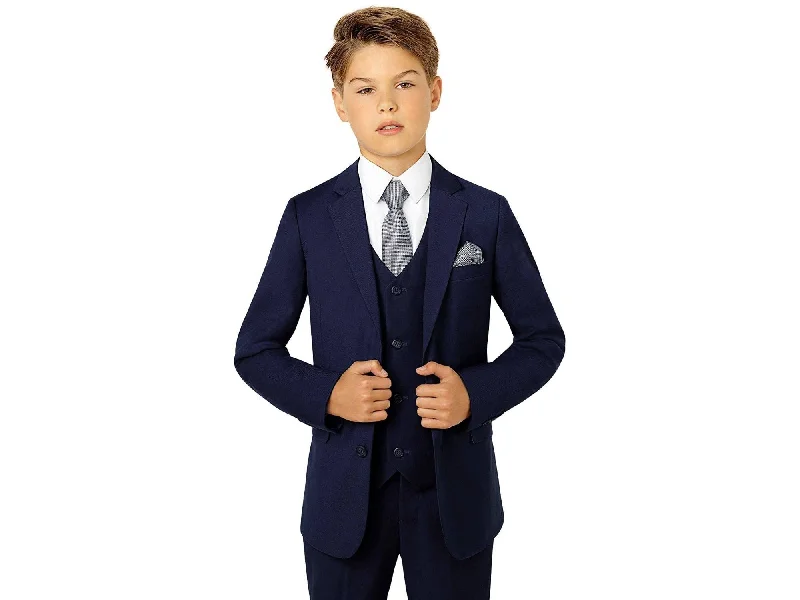 men's slim tuxedo jacket with satin trim -Boys Navy Suit Rental