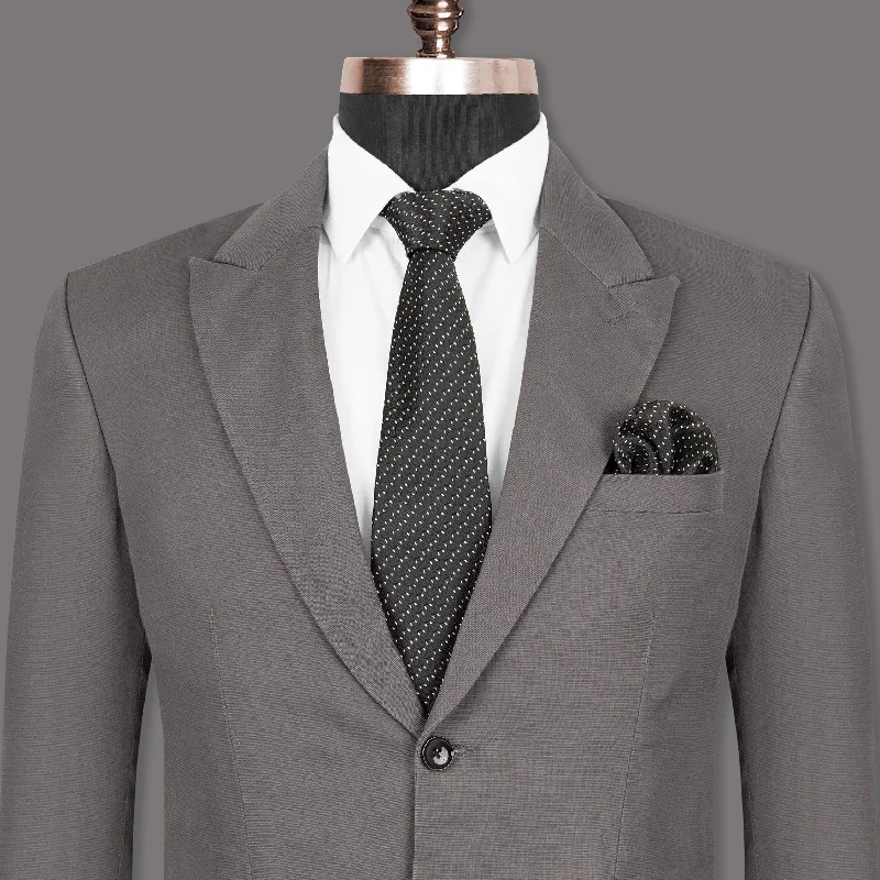 men's tailored tuxedo jacket with satin lapel -Bright Grey Premium Cotton Blazer