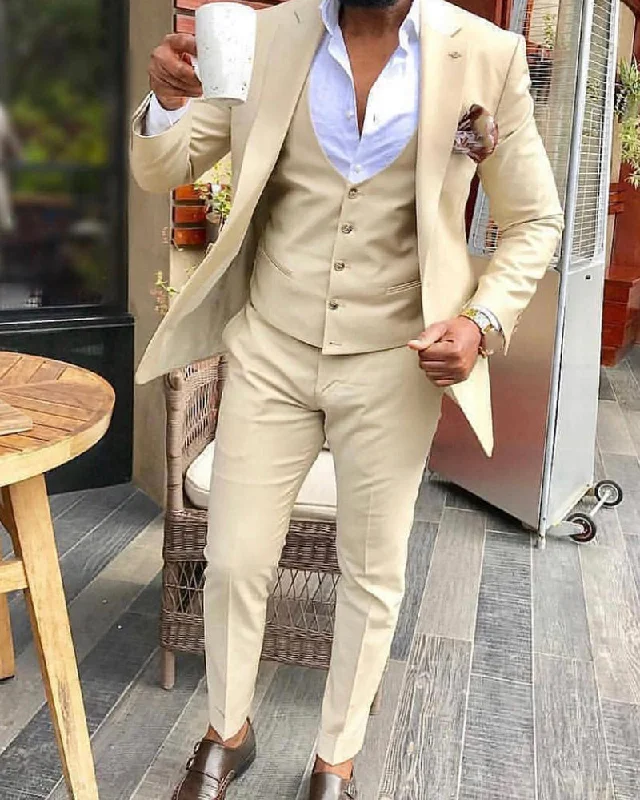 men's business tuxedo for corporate events -Champagne 3 Pieces Blazer Suit for Men / Wedding Tuxedo 2022 CB6877