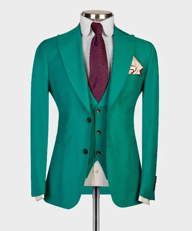 men's modern business tuxedo suit -Classic Business Green Suit