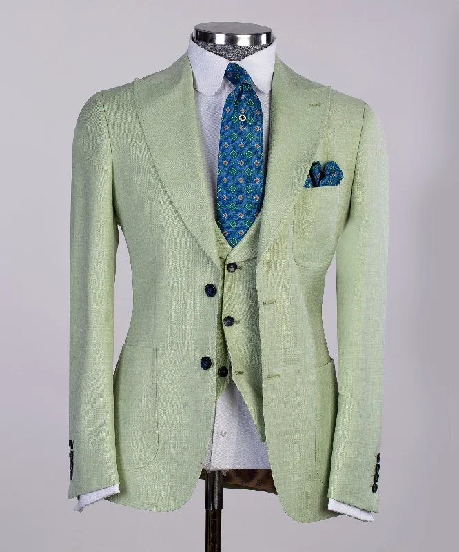 men's custom business tuxedo suit with tie -Classic Business Light Green Suit