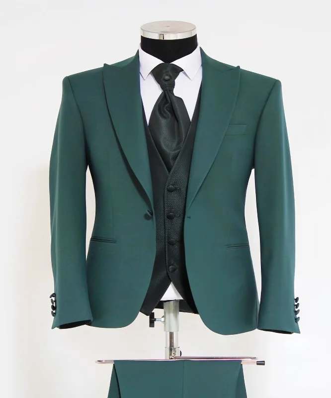 men's slim fit tuxedo with satin shawl collar -Classic Green Suit For Men