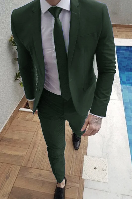 men's tailored tuxedo with satin collar -Dark Green Prom Dress Suits for Men 2022 ,Men Fashion Wedding Blazer Suit  2 Pieces CB1116