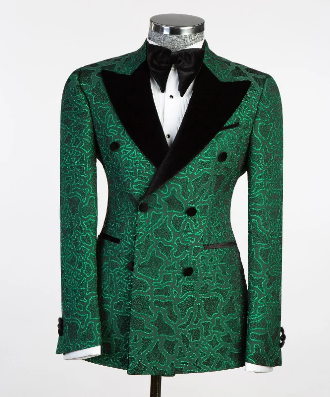 men's luxury wool tuxedo for weddings -Designer Dark Green Tuxedo Wedding