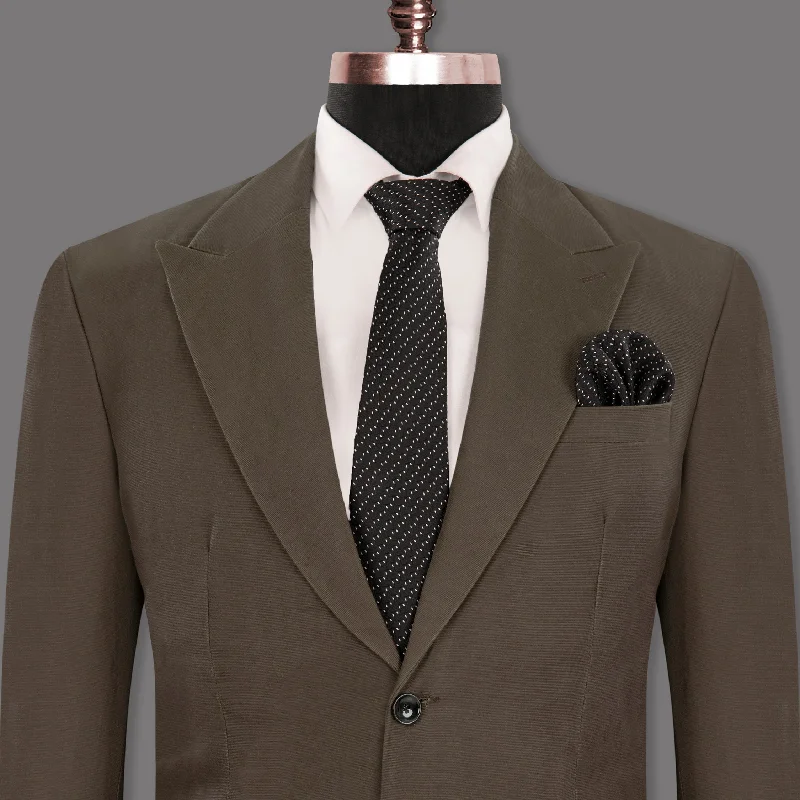 men's grey tuxedo with satin finish for business -Emperor Brown Premium Cotton Blazer