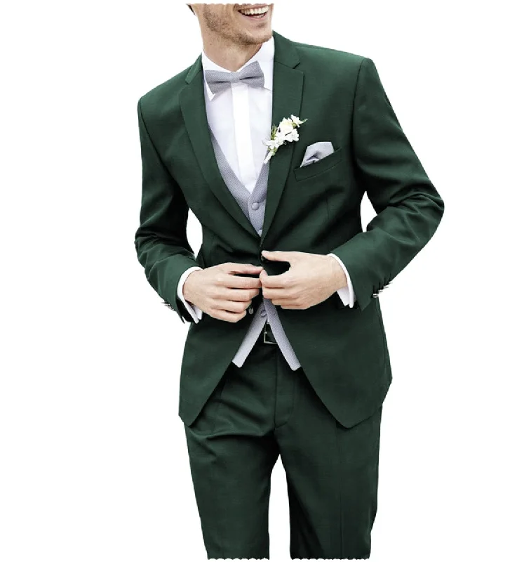 men's business tuxedo jacket with vest -Flat Solid 2 pieces Mens Suit Blazer (Blazer+Pants)