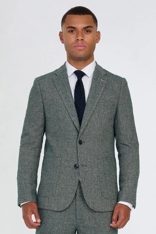 men's tailored three-piece grey tuxedo -Henry Tweed Blazer in Green