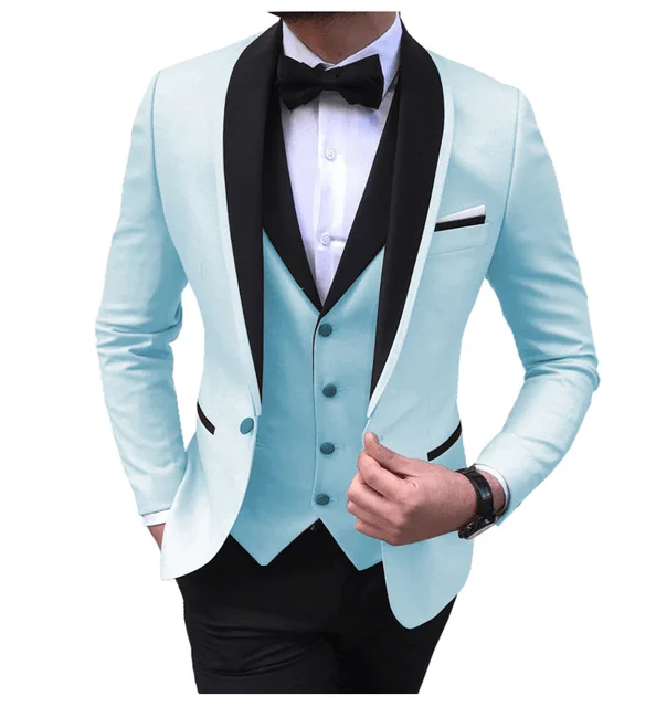 men's slim tuxedo for summer business events -Men's 3 Pieces Fashion Shawl Lapel Tuxedos For Wedding Groomsmen(Blazer+vest+Pants)