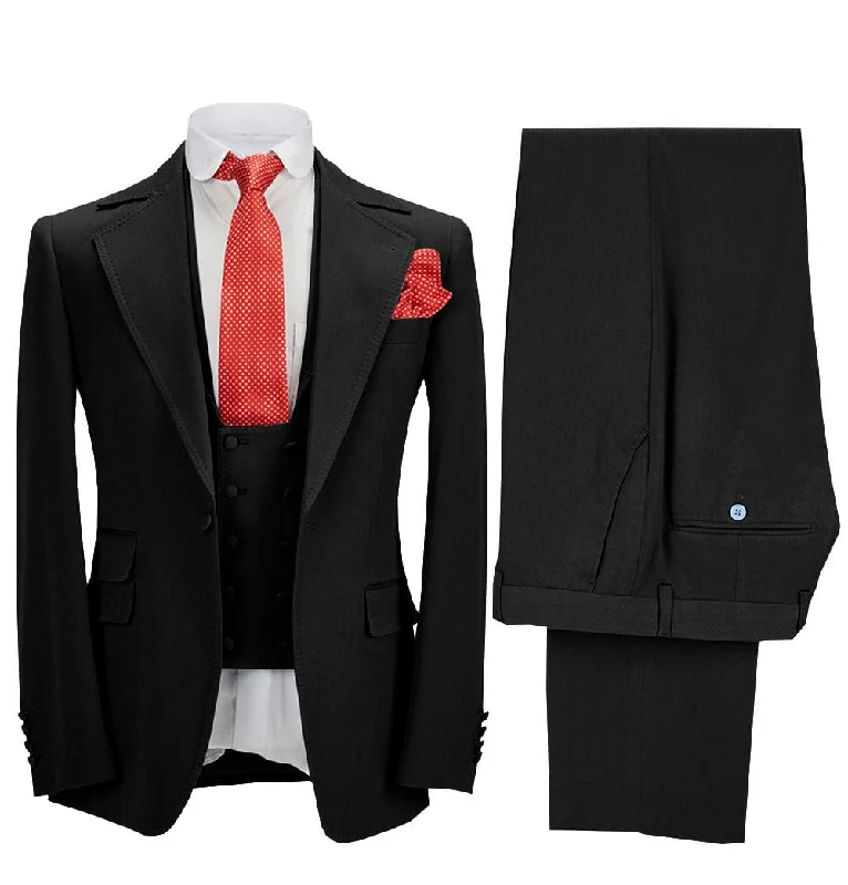 men's tailored tuxedo jacket for prom -Men's 3 Pieces Formal Notch Lapel Tuxedos Prom Groomsmen (Blazer+Vest+Pants)