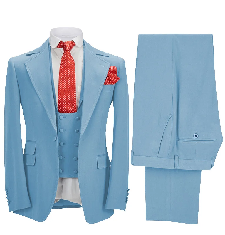 men's wool tuxedo jacket with vest -Men's 3 Pieces Formal Notch Lapel Tuxedos Prom Groomsmen (Blazer+Vest+Pants)