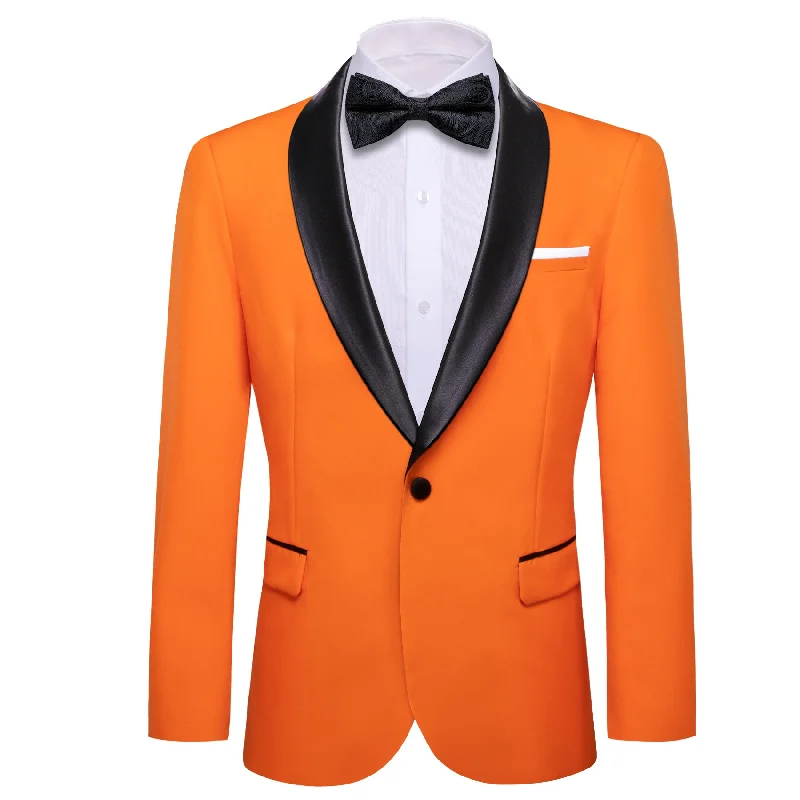 men's luxury tuxedo set for business meetings -Men's Dress Orange Solid Suit Jacket Slim One Button Stylish Blazer