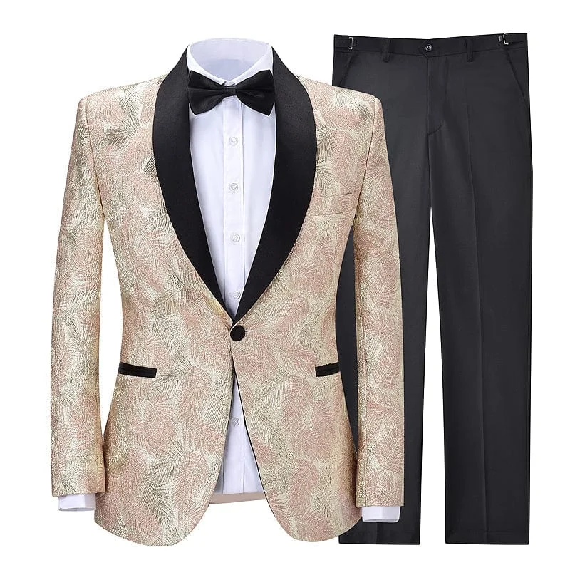 men's formal grey wool business suit -Men's Modern Patterned Fit 2 Piece Business Suit  (Blazer+Pants)