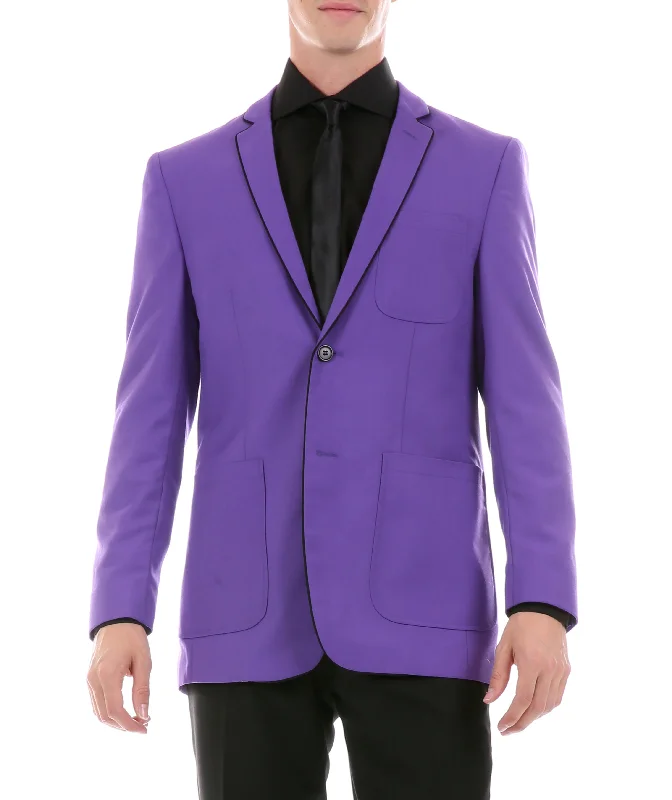 men's business tuxedo jacket with vest -Mens Porter Purple Slim Fit Blazer