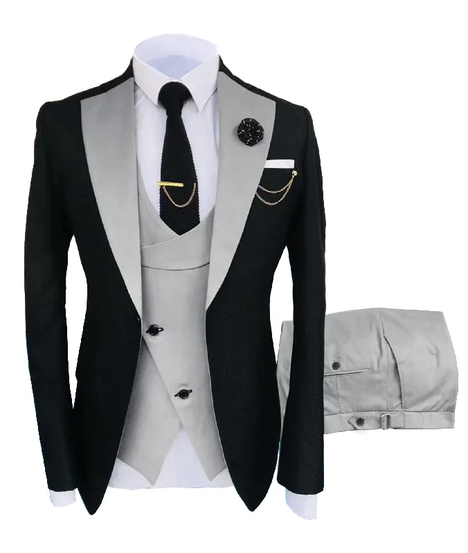 men's tailored tuxedo jacket for business events -Men's Suits Slim Fit 3 Pieces Notch Lapel Tuxedos for Wedding (Blazer+Vest+Pant)