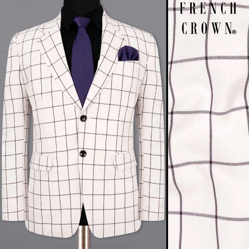 men's modern wedding tuxedo suits -Mercury Windowpane Single Breasted Blazer