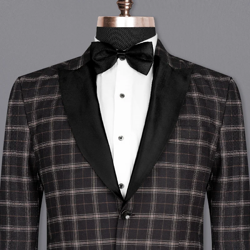 men's formal tuxedo for office and meetings -Mind Shaft Black Plaid Woolrich Tuxedo Blazer