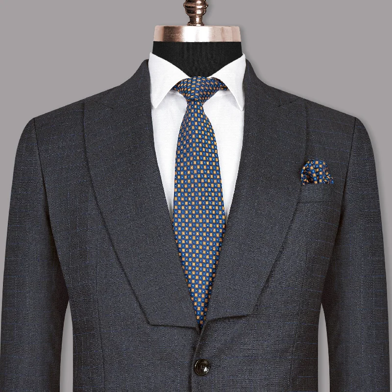 men's modern tuxedo for formal business events -Mine Shaft Grey Plaid Wool Rich Blazer