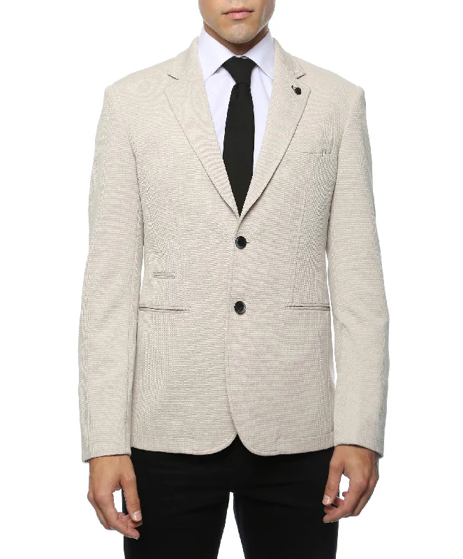 men's wool tuxedo jacket for wedding guests -Modena Dove Knit Slim Fit Blazer