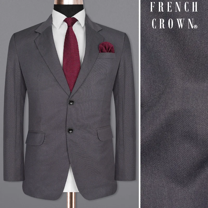 men's luxury grey wool tuxedo for office -Mulled Grey Wool Rich Blazer