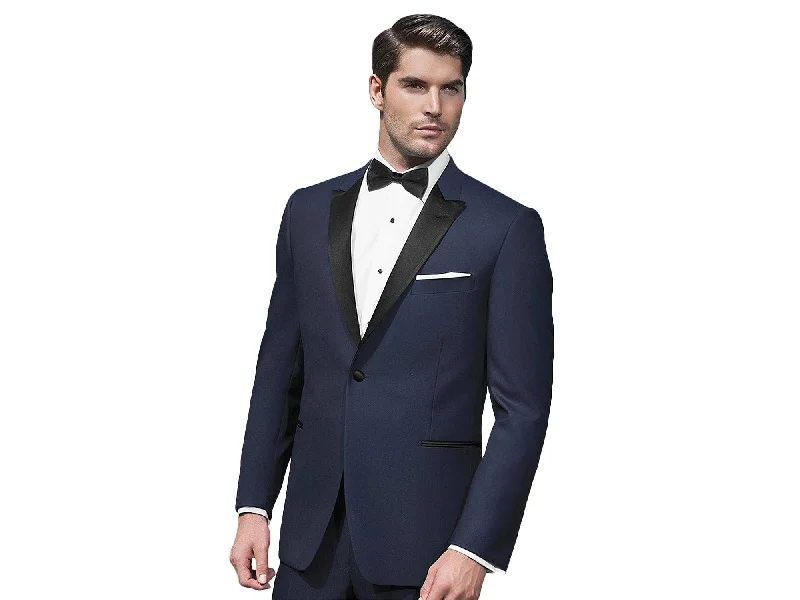 men's wool tuxedo jacket with satin lapels -Navy Blue Tuxedo Rental