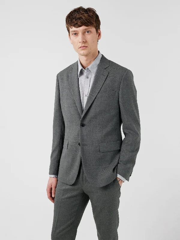 men's custom grey tuxedo set for weddings -Hopper Active Hopsack Blazer