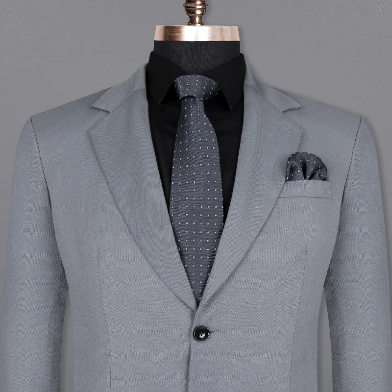 men's grey wool tuxedo for winter weddings -Rolling Stone Grey Wool Rich Blazer