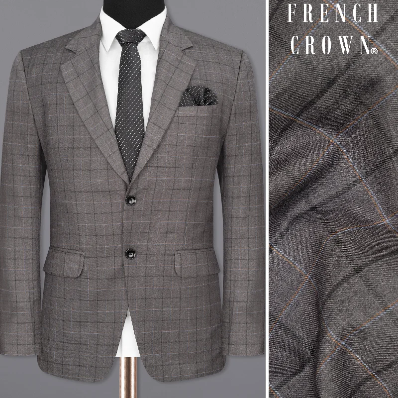 men's custom grey tuxedo jacket -Scorpion Grey Super fine Plaid Woolrich Blazer