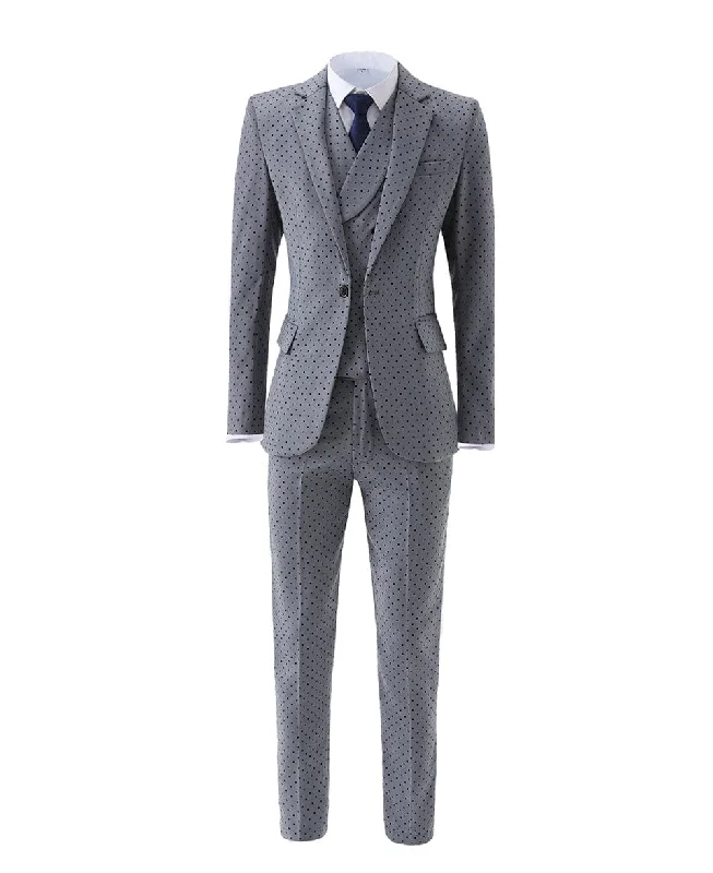 men's classic business tuxedo jackets -Spot Notch Lapel 3 Pieces Mens Suit (Blazer+vest+Pants)