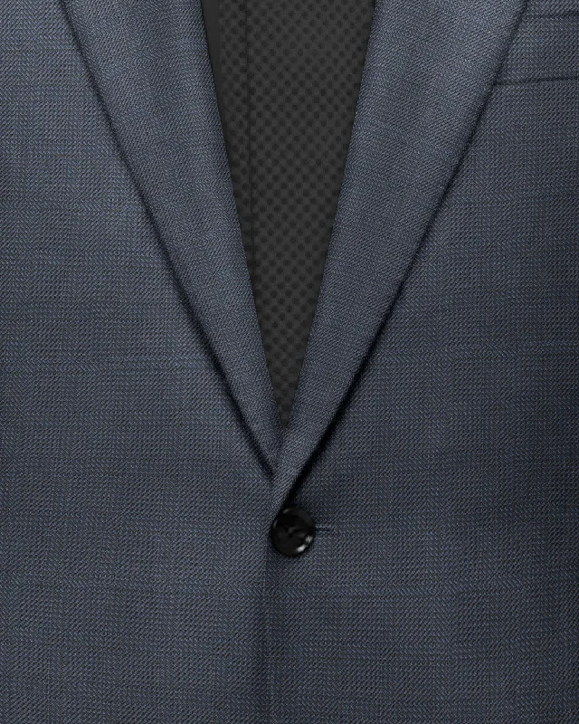 men's business tuxedo with pleats for office -Steel Blue Subtle Checked Blazer