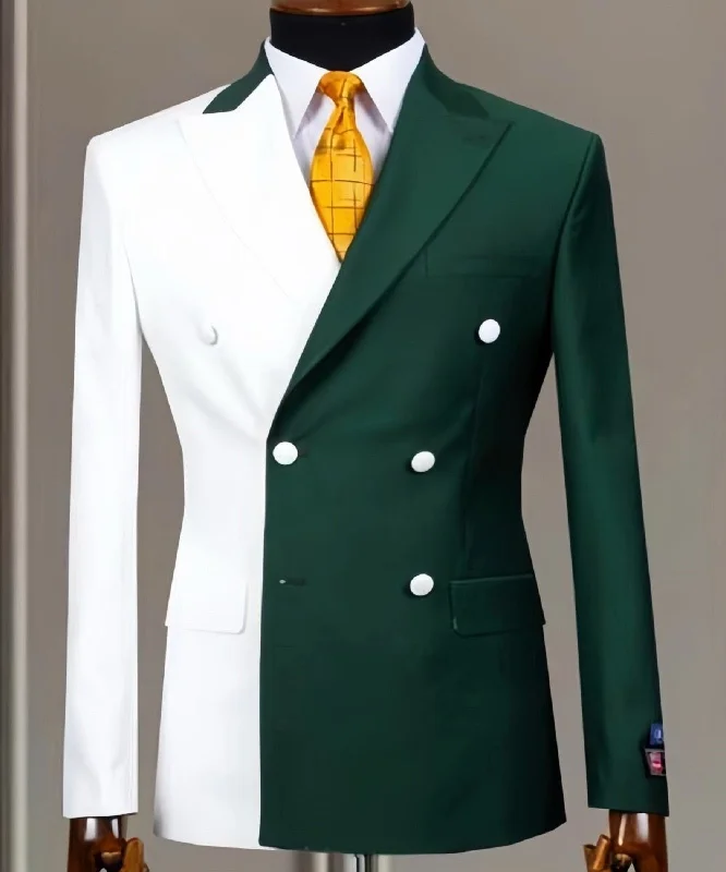 men's custom wedding tuxedo jackets -Striking Green and White Suit