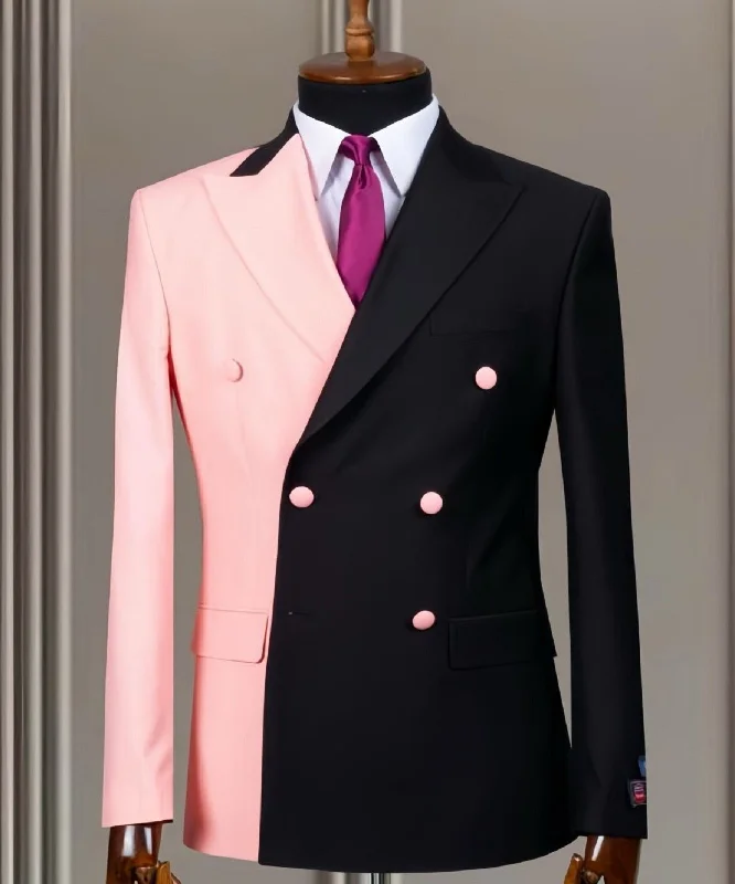 men's black tie formal tuxedo suits -Striking Pink and Black Suit