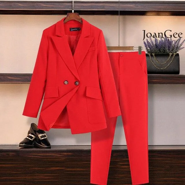 Red suit pants