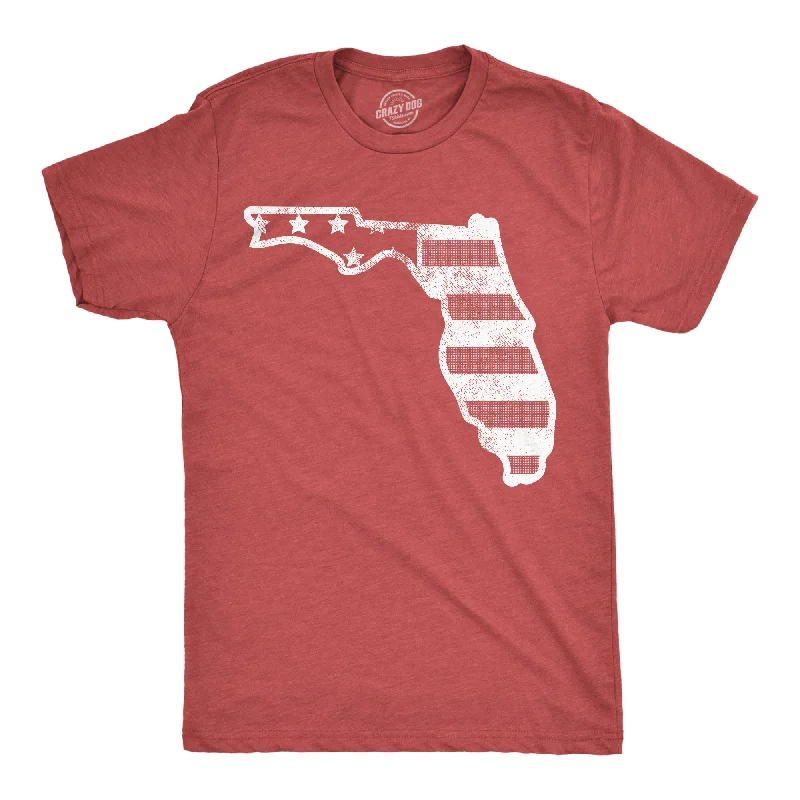 men's shirts with contrasting trims and cuffs-American Flag Florida Men's T Shirt